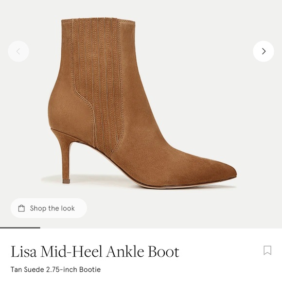 Lisa Mid-Heel Ankle Boot in Tan Suede - Picture 4 of 9